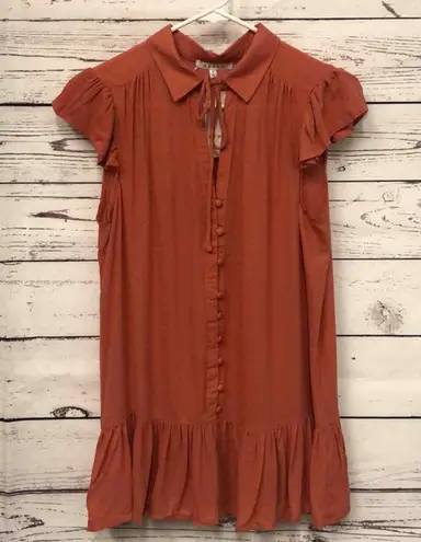 RETHM ginger rust button down ruffle sleeve blouse Women’s Size M Medium