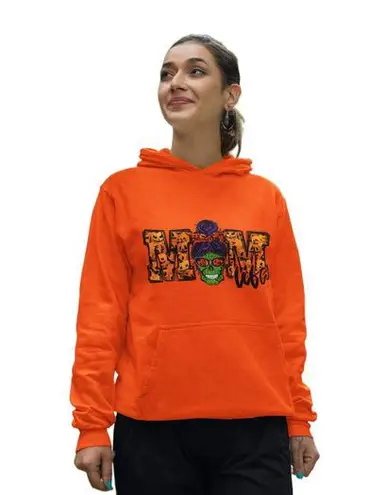 Handmade MOM Skull Halloween Orange Hoodie Size L Size L