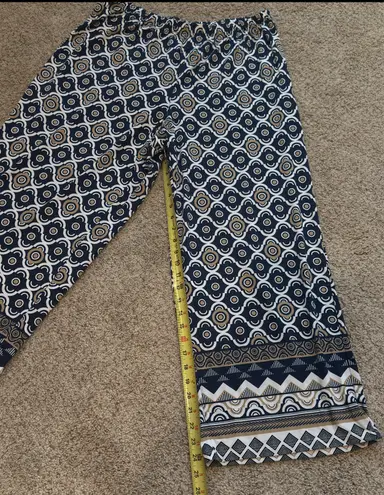 Melissa Paige Palazzo Pants 1X Geometric Border Print Boho Resort Wide Leg Chic