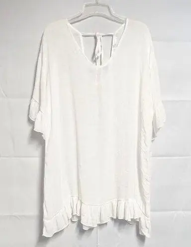 Ekouaer Ekouager Ruffle White Pullover Beachy Tunic/Bikini Cover Up Size Medium