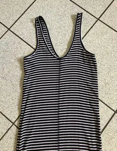 ATM Striped Wrestler Tank Ribbed Knit Mini Dress in Black and White Size Small