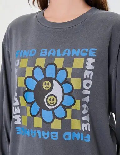 Find Balance and Meditate long sleeve oversize shirt, brand new with tag Multi Size L