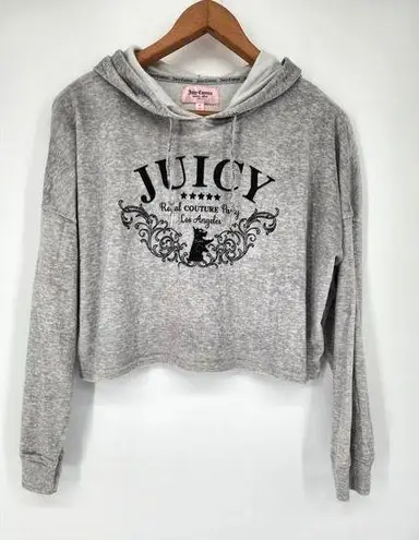 Juicy Couture  Grey Cropped Sleep Hoodie Women's Size Medium