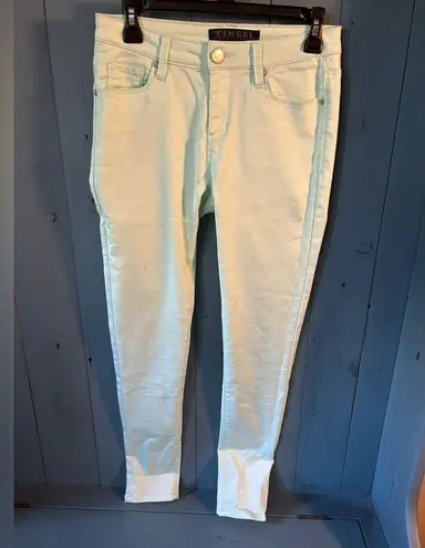 Tinsel Denim Couture Mint Green Skinny Jeans | Women’s Size 26 Blue