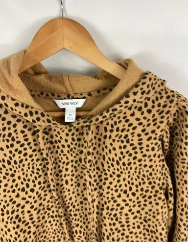 Nine West  Puff Shoulder Animal Print Hoodie Size Medium