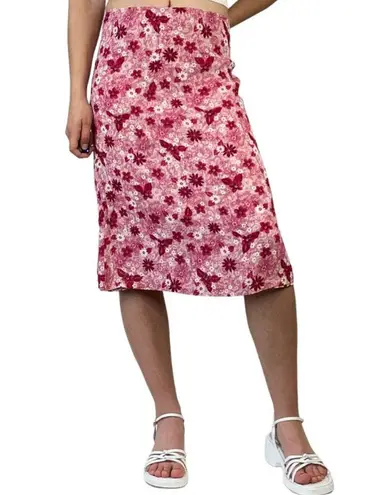 Christopher & Banks Vintage 90s Pink Reversible Floral Skirt