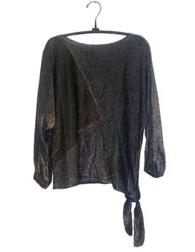 Vintage My Kinda Gal Metallic Geometric Batwing 80’s Relaxed Sheer Blouse Sz Lg