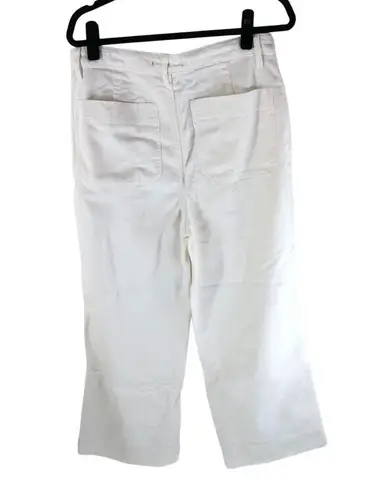 Quince Womens Organic Stretch Cotton Twill Wide-Leg Crop Pant White 32