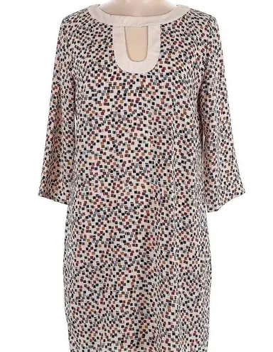 Molly Bracken Cream and Multicolored Grid Print Dress