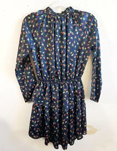 Julie Brown Dress Joanne Mini Floral Print Tie Neck Tiered Hem Wanderlust XS NWT