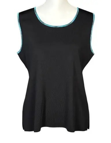 Misook Knit Tank Top Size Large Sleeveless Black Corpcore Travel Work Casual