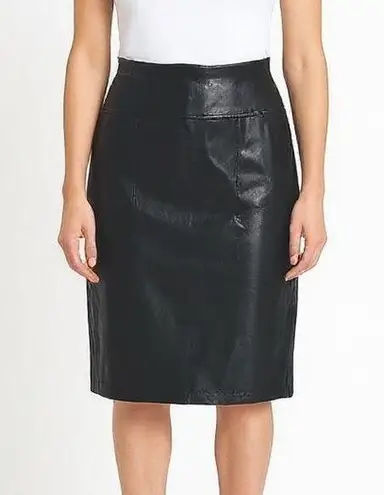 90s LA NAUVELLE RENAISSANCE Vintage Black Leather Skirt