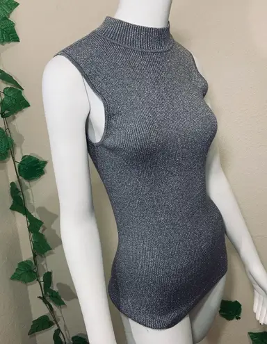 Nygard Silver Metallic Turtleneck Tank Top Blouse