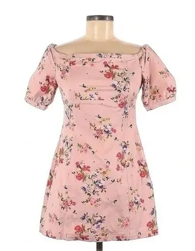 Leith  | Pink Floral Off The Shoulder Puff Sleeve Mini Dress Size M Medium - Image 1