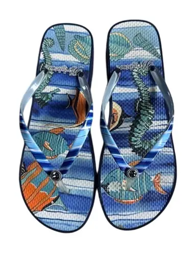 Brighton  Blue Seashell Flip Flops Sandals Size 9 Beach Coastal Style - Image 1