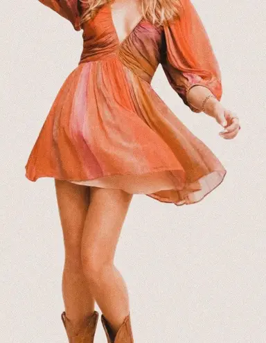 Jen's Pirate Booty Jen’s Pirate Booty Crystalize Boho Crinkle Chiffon Mini Dress Painted Desert XS - Image 1