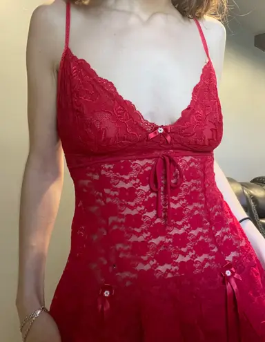 In Bloom red lace lingerie dress