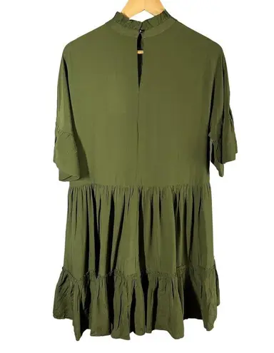 Scotch & Soda Ruffle Tiered Short Sleeve Mini Dress Size Medium US 8 Army Green