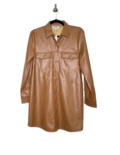 BB Dakota by Steve Madden Faux Leather Shirtdress Caramel Medium