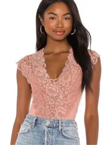 Free People NWT We Are HAH x Frew People Lady‎ Like Bodysuit in Copper Rose Sz XS $88 - Image 1