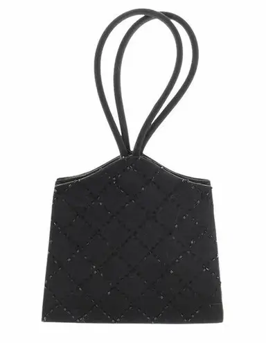 Vintage beaded satin mini box bag Black