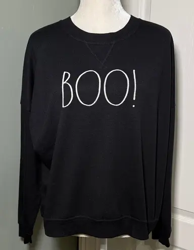 Rae Dunn BOO! Halloween Sweater Black Crewneck Pullover Women’s XL