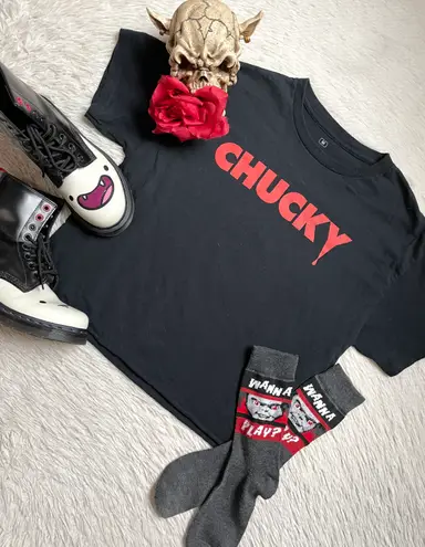 Horror Movie Chucky Childs play Halloween graphic tee Black Size M