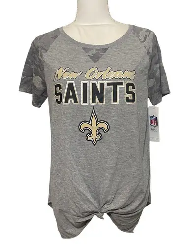 NFL Team Apparel NWT New Orleans Saints Tee T-Shirt Top Gray Camo Sleeves NFL Teens Apparel New