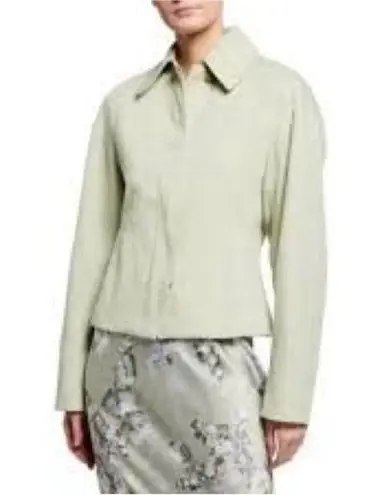 Oscar de la Renta Green Boxy Button Down Jacket