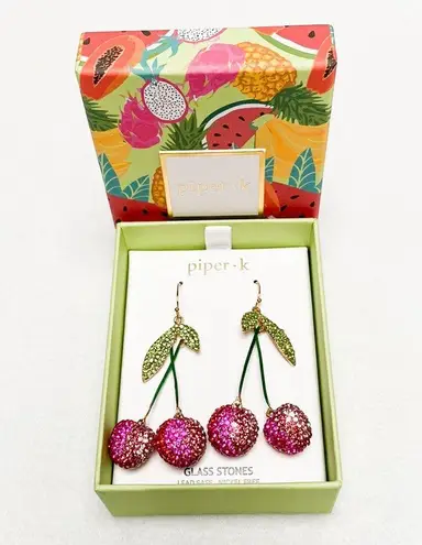 Piper NIB  k whimsical fruit cherry earrings