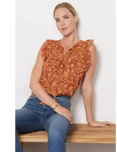 Sundry NWT  Evereve Flutter Sleeve Blouse Sienna Floral Gauze Short Sleeve Size 1 thumbnail 1