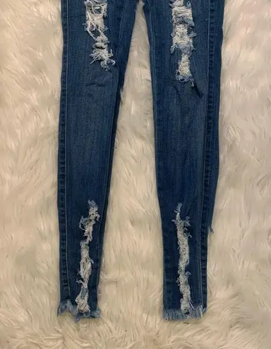 Vibrant Distressed Skinny Jean Medium Wash