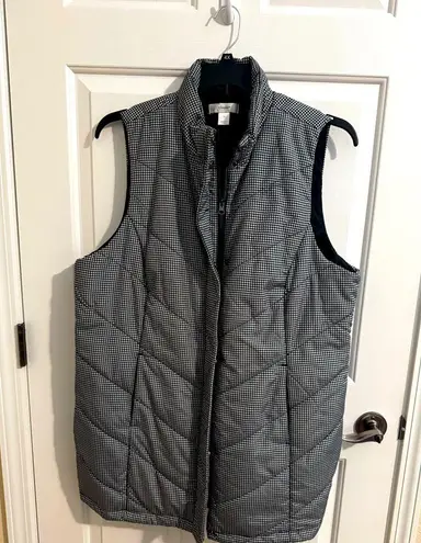 CJ Banks Quilted Zip Snap Pockets Black Houndstooth Vest Plus Size 1X