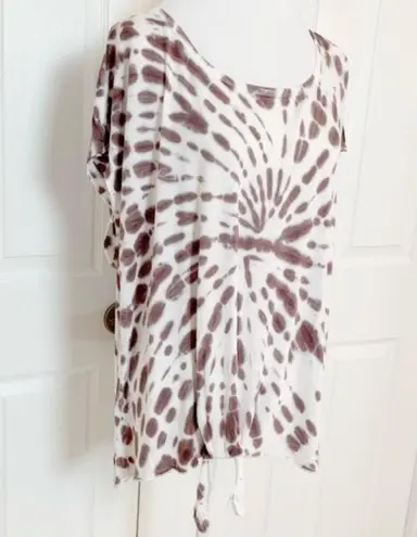 Nanette Lepore Tie Front Tie Dye T-Shirt White Size 1X New With Tags