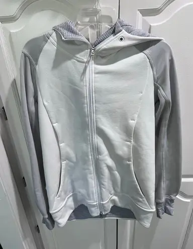 Lululemon Scuba Hoodie II Women’s Large White Gray Full Zip Sweatshirt