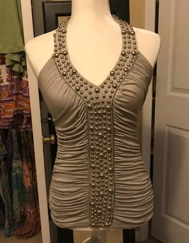 Black brand grey silver studded dressy tunic tank