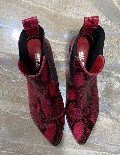 Silent D Leather Red Ankle Boots Size 36