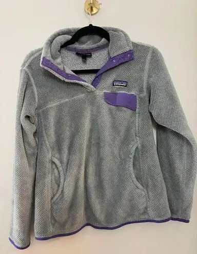 Patagonia  Gray and‎ Purple Synchilla Snap-T Fleece Pullover Women's Medium