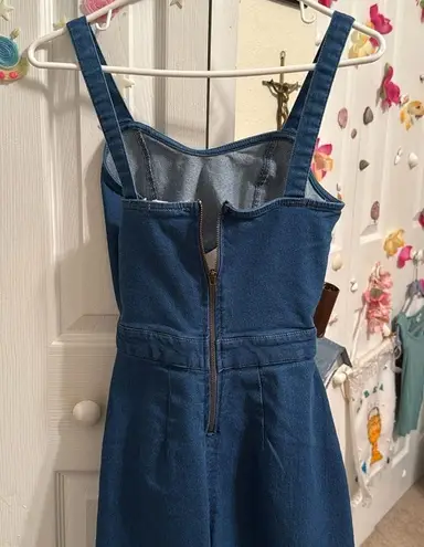 Blue Denim One Piece with mid section cut
