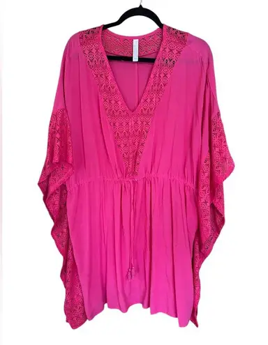 Cacique Lane Bryant Swim by Swim Cover Up Crochet Trim Hot Pink Sz 18/20. Nice!