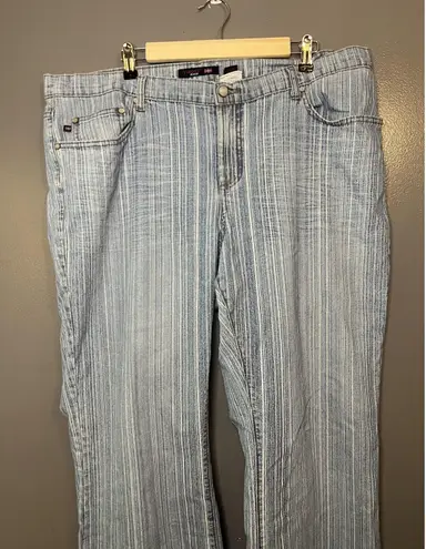 Vigoss Jeans Womens Bootcut 24 Blue Striped Light Wash 5 Pocket Zip Fly Low Rise Size undefined