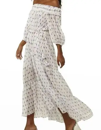 MISA Los Angeles NWT MISA Artemis Off-the-shoulder Belted Chiffon Dress In White Evil Eye