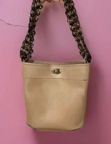 Handmade Tan Leather Bucket Bag | Shoulder or Crossbody with Acrylic Chain Strap