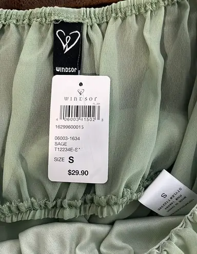 Windsor Light Green Crop Top, Size Small