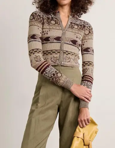 Ulla Johnson Cardigan liza wool jacquard knit womens Brown xsmall fair isle ASO