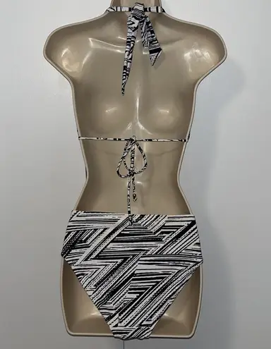 NWT INGEAR Zebra Stripe Black & White Halter String Bikini Set Women’s Large L