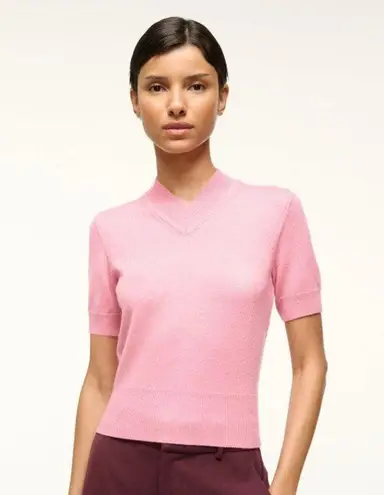 NWT Staud Women size Medium Damask Pink Sullivan Top Sweater V