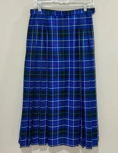 Pendleton Vintage Plaid Wool Skirt Blue Black Sz 10 Made in USA Academia
