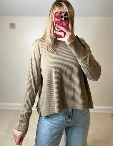 Jane and Delancey : Taupe Ribbed Fleecy Long Sleeve