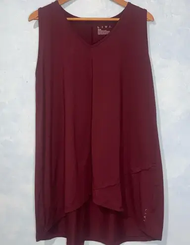 Lane Bryant  LIVI Maroon V-Neck Soft Tunic Tank Top Sporty Athletic Casual 18/20